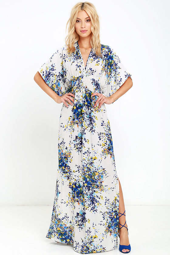 cream dress with flowers