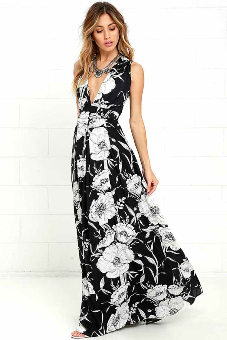 Lovely Black Floral Print Dress - Maxi Dress - Black and White Dress - $88.00 - Lulus Lovely Black Floral Print Dress - Maxi Dress - Black and White Dress - $88.00 - Lulus