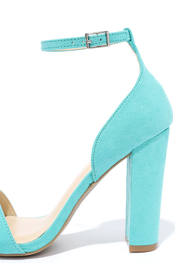 Pretty Jade Heels - Ankle Strap Heels - Turquoise Heels - $25.00