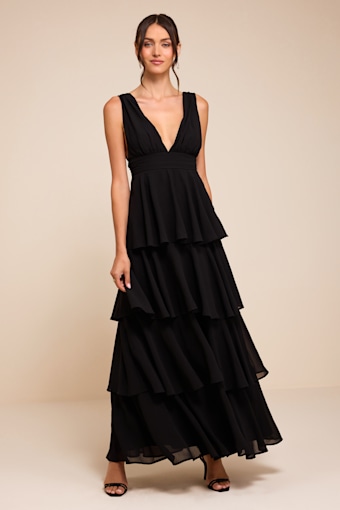 Amazing Evening Black Tiered Maxi Dress 2