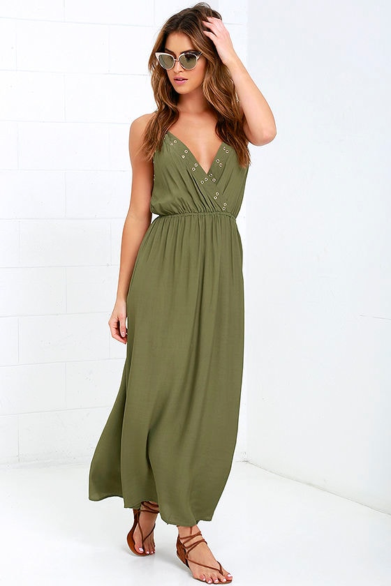 Cute Olive Green Dress - Maxi Dress - Sundress - $59.00 - Lulus