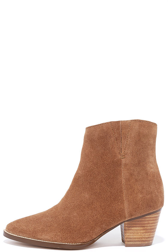 Coconuts Camilia Tan Suede Leather Pointed Booties
