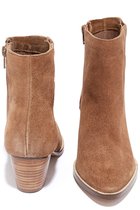 Coconuts Camilia Tan Suede Leather Pointed Booties 2