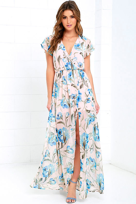 Lovely Peach Dress - Floral Print Dress - Maxi Dress - $84.00 - Lulus