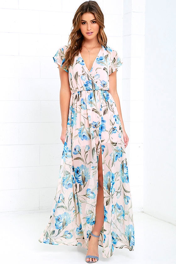 Where Wildflowers Grow Peach Print Maxi Dress 1