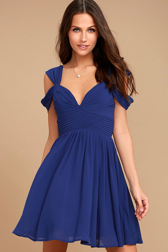 Lovely Royal Blue Dress - Skater Dress - Formal Dress - $59.00 - Lulus