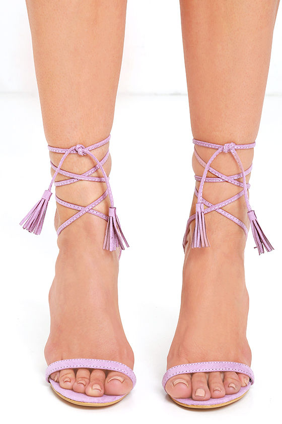 lace up purple heels