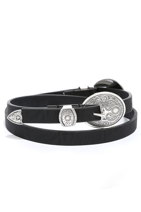 Duet to It Black and Silver Double Buckle Belt 2