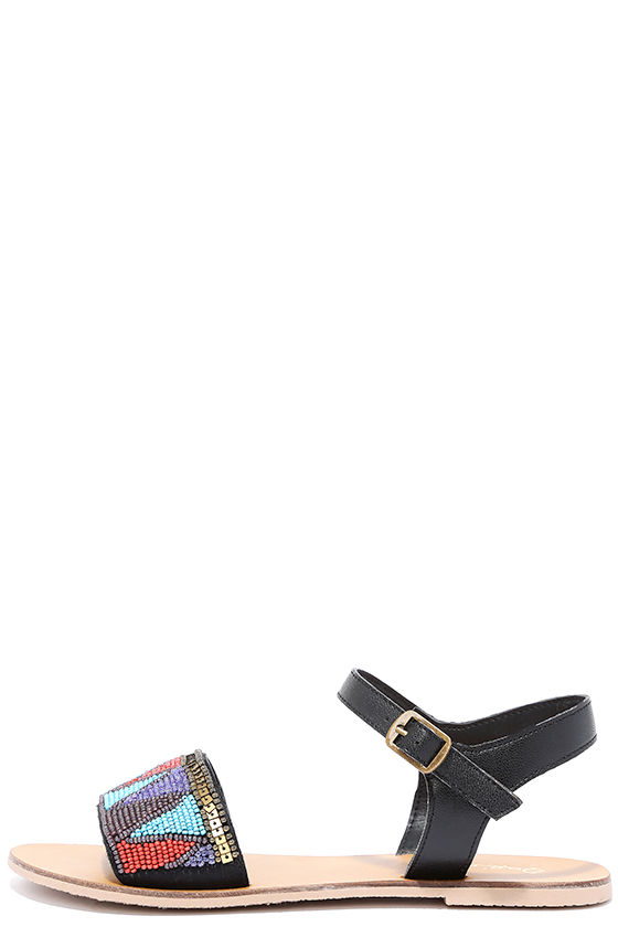 beaded black sandals