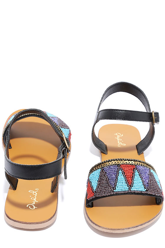 beaded black sandals