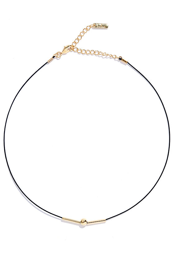 Chic Black Necklace - Choker Necklace - Black and Gold Choker - $10.00 ...