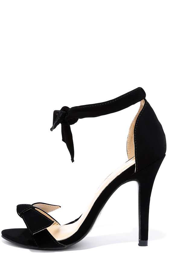 Cute Black Heels - Ankle Strap Heels - Bow Heels - $32.00 - Lulus