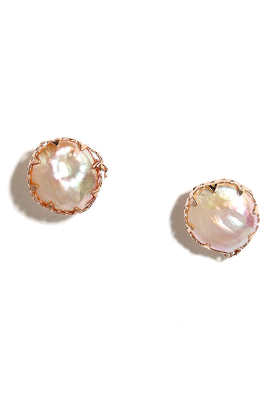 Deep Sea Diva Rose Gold and Pearl Earrings 1