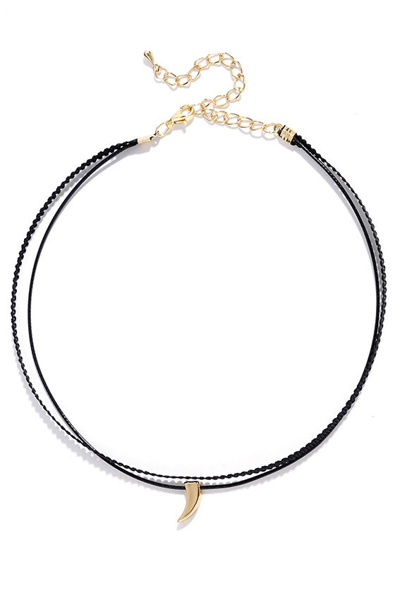 Cute Black Choker Necklace Black and Gold Necklace Claw Necklace 10.00