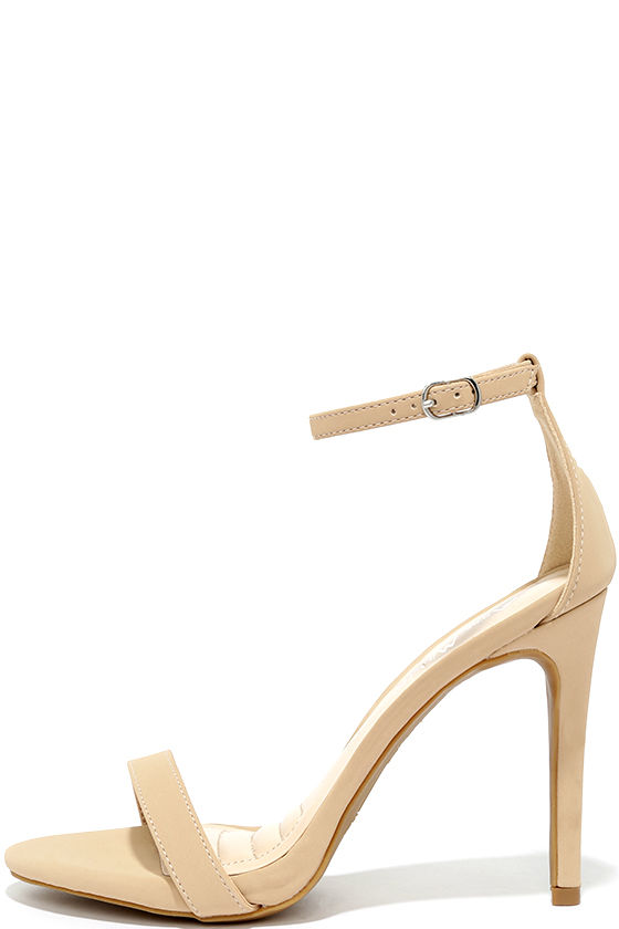 Loveliness Nude Nubuck Ankle Strap Heels