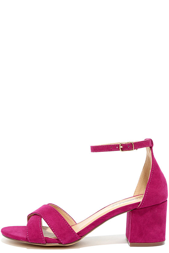 magenta heeled sandals