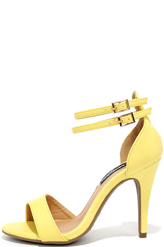 Pretty Yellow Ankle Strap Heels - Stiletto Heels - Lulus