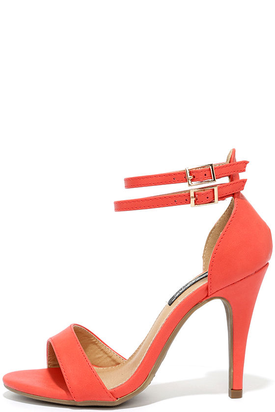 Pretty Orange Heels - Ankle Strap Heels - $28.00 - Lulus