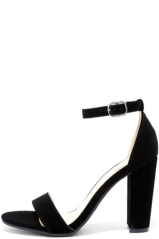 black short heels with ankle strap