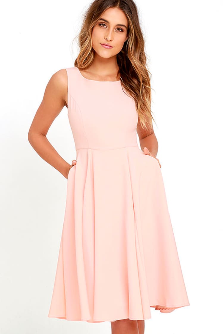 Lovely Peach Dress - Midi Dress - Sleeveless Dress - $59.00 - Lulus
