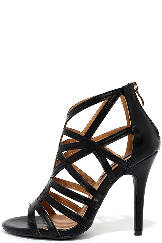 leather caged heels