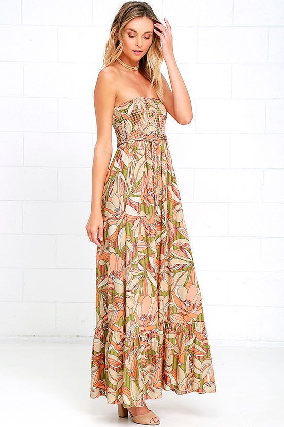 coral orange maxi dress
