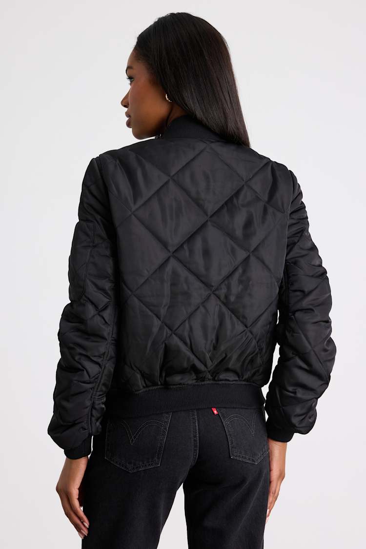 Style Expedition Black Quilted Bomber Jacket
