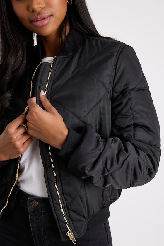 Style Expedition Black Quilted Bomber Jacket - thumbnail 5