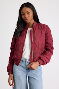 Style Expedition Burgundy Quilted Bomber Jacket 1