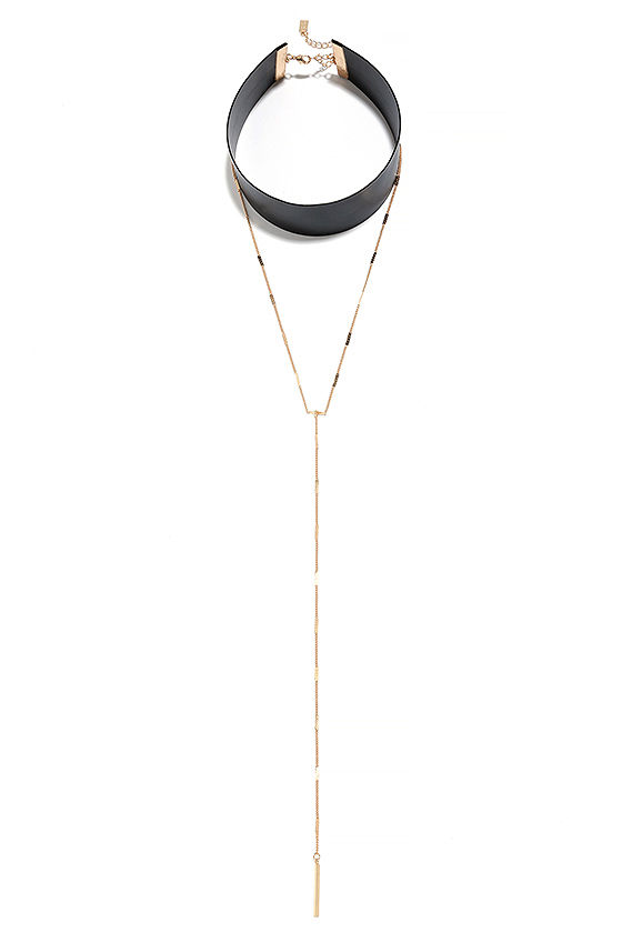 Cool Black and Gold Choker - Layered Choker - Vegan Leather Choker ...