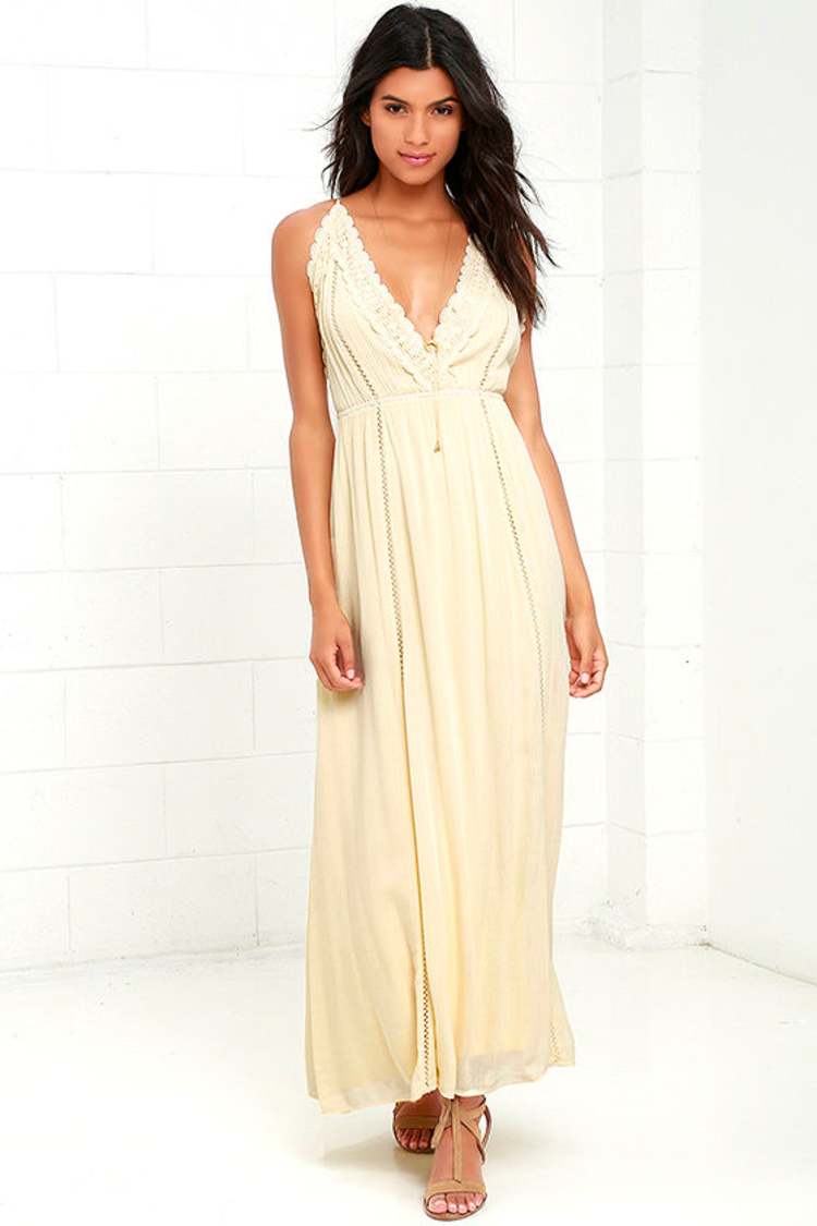 lulus cream maxi dress Lovely - Lace Dress - Embroidered Dress - Dress - $59.00 adhesive bra Variant:Size 6 stunning The Pacific Club Wedding