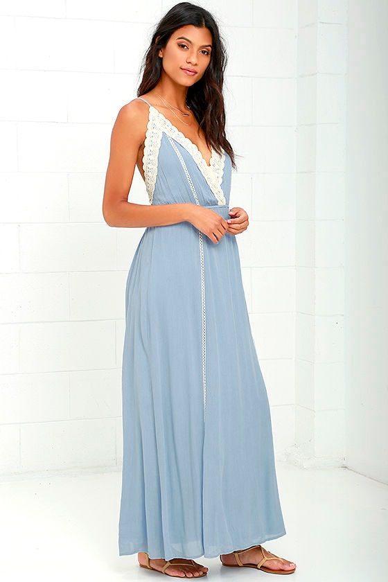 Lovely Periwinkle Blue Dress - Lace Dress - Maxi Dress - $59.00 - Lulus