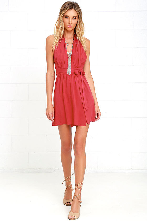 Positively Perfect Washed Red Wrap Dress