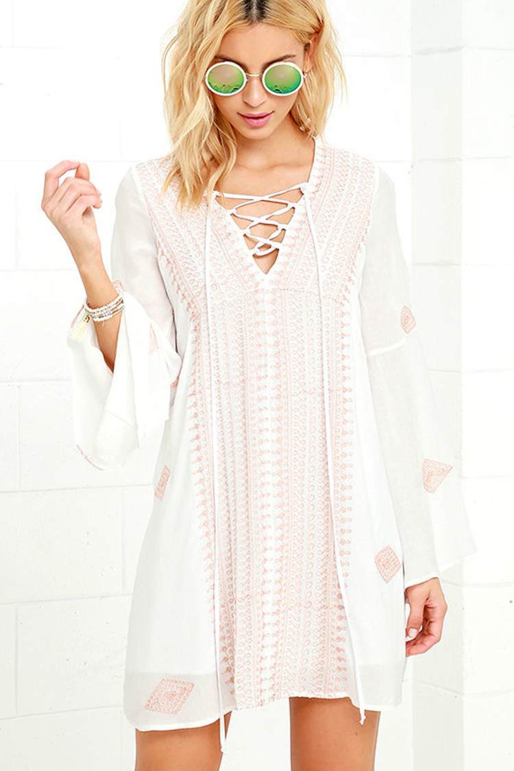 embroidered lace shift dress Louise Cap Sleeve Shift Dress Eyelet Embroidery White– Selfie Leslie
