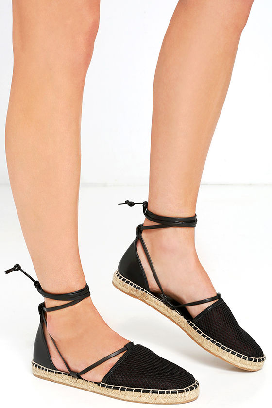 Overgivelse hjørne underholdning Circus by Sam Edelman Lilly - Black Espadrilles - Lace-Up Flats - $45.00 -  Lulus