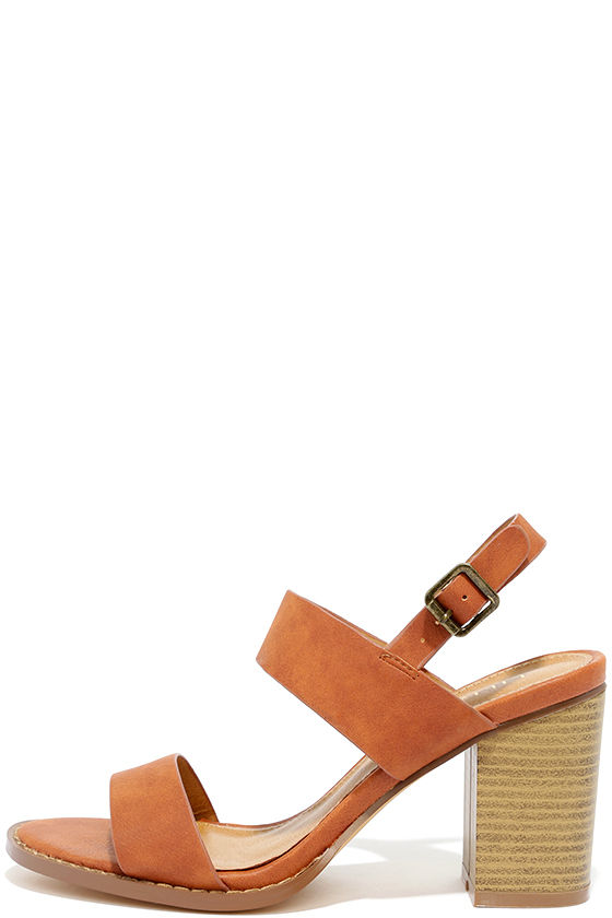 Cognac Sandals - High Heel Sandals 