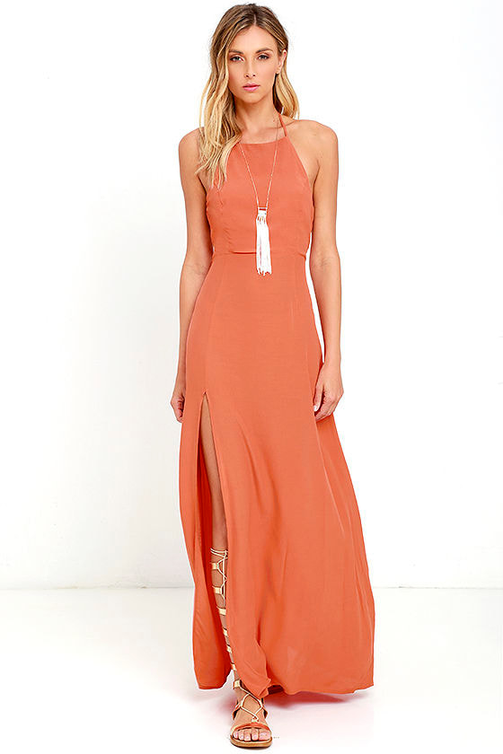 pink and orange maxi dress