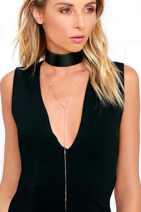 Cool Black and Gold Choker - Layered Choker - Vegan Leather Choker ...