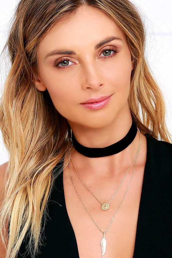 black layered choker necklace