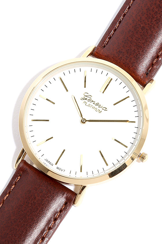 Pretty Gold Watch Brown Watch Leather Watch 26.00