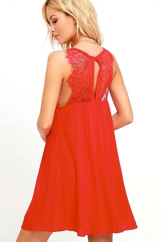 Chic Red Dress - Lace Dress - $48.00 - Lulus