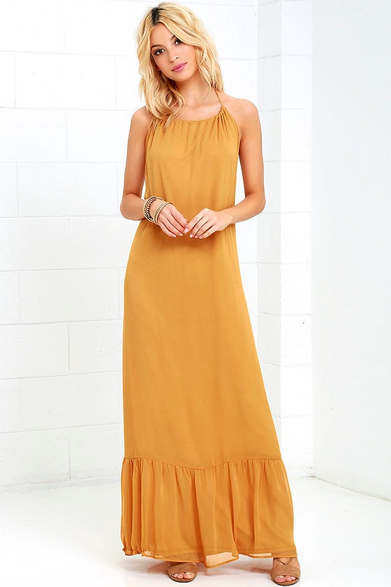 golden yellow maxi dress