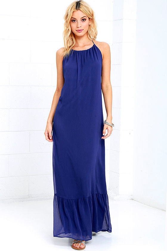 Fun Royal Blue Dress - Halter Dress - Maxi Dress - Backless Dress - $56 ...