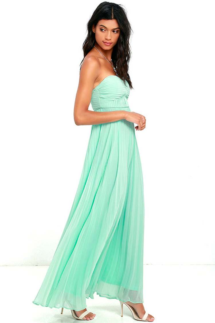 strapless mint green maxi dress Soleil