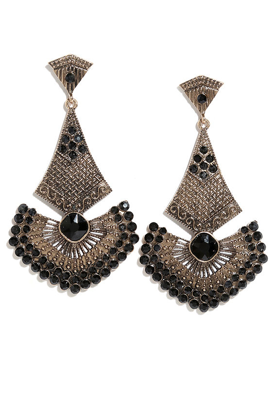 Ancient Seduction Black and Gold Earrings