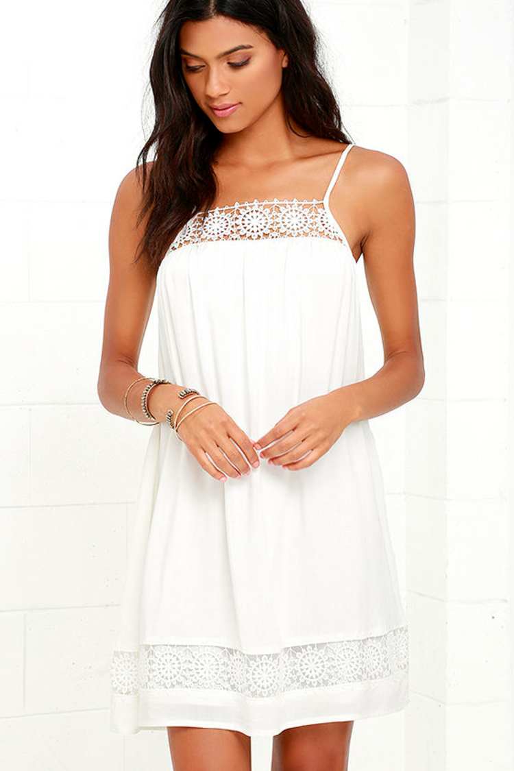 knee length dresses for ladies Bailey Rose Women's Cream Lace Mini Dress Small