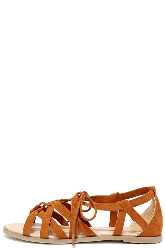 Gladiator Sandals - Flat Sandals - Tan Sandals - Lace-Up Sandals - $28.00 - Lulus