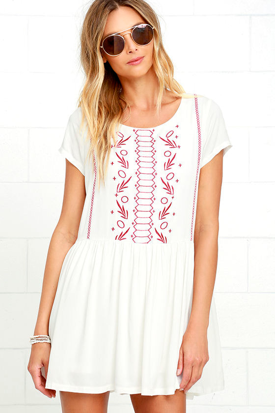 embroidered babydoll dress