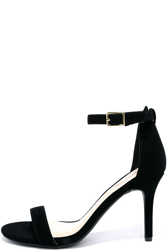 single strap black heels