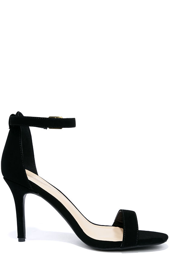 single strap black heels